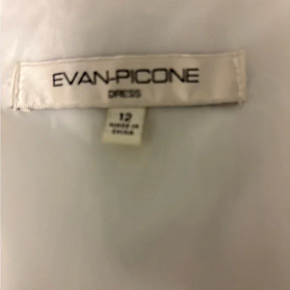 Evan Picone Beige and White Belted Midi Dress - Picture 3 of 4